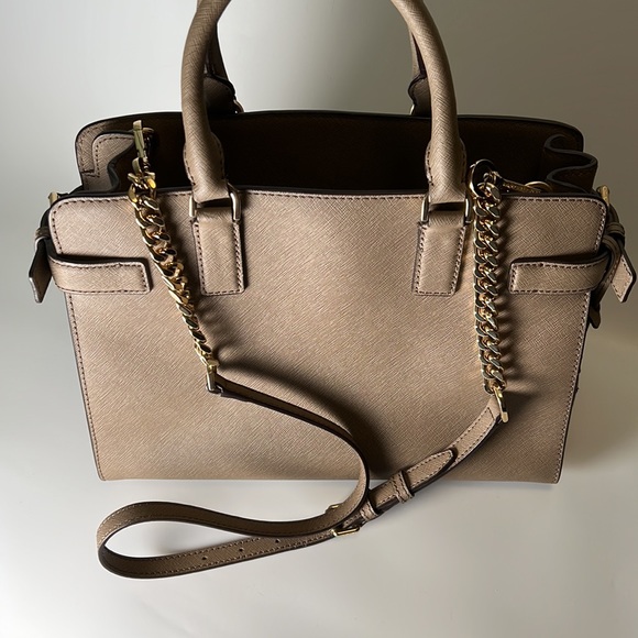 Michael Kors Hamilton Taupe Saffiano Leather Satchel - Picture 4 of 10